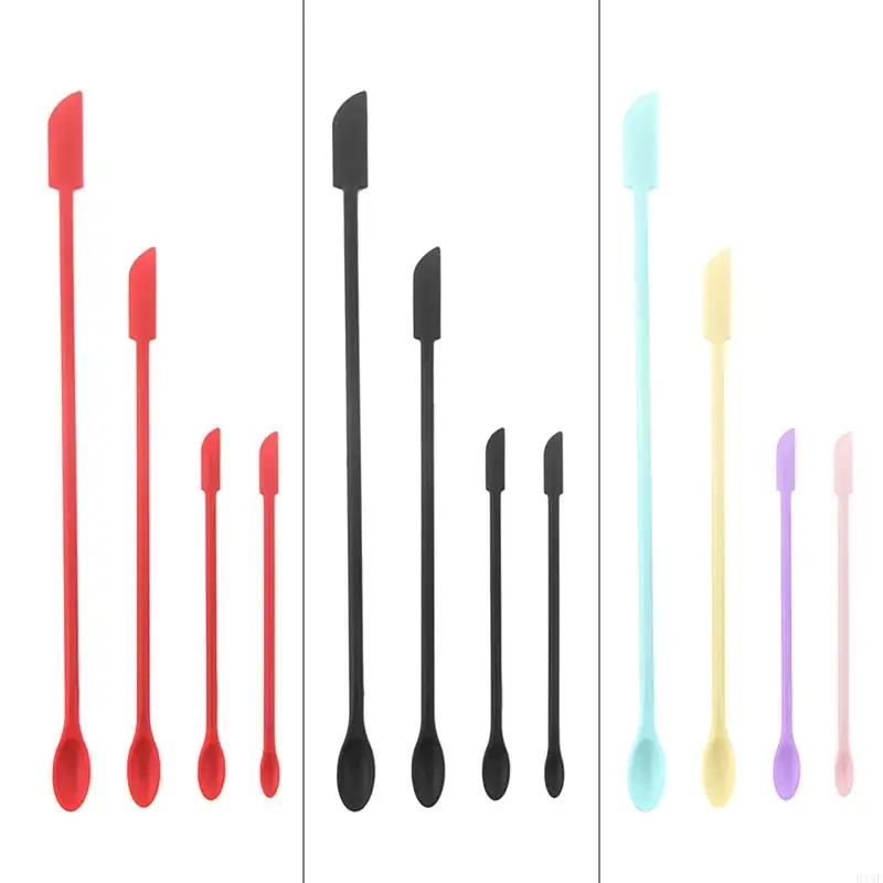 

918F Mini Spatula Silicone,4 PCS Jar Spatula Small Spatulas,Reusable Double-ended Tiny Silicone Spoon Spatulas