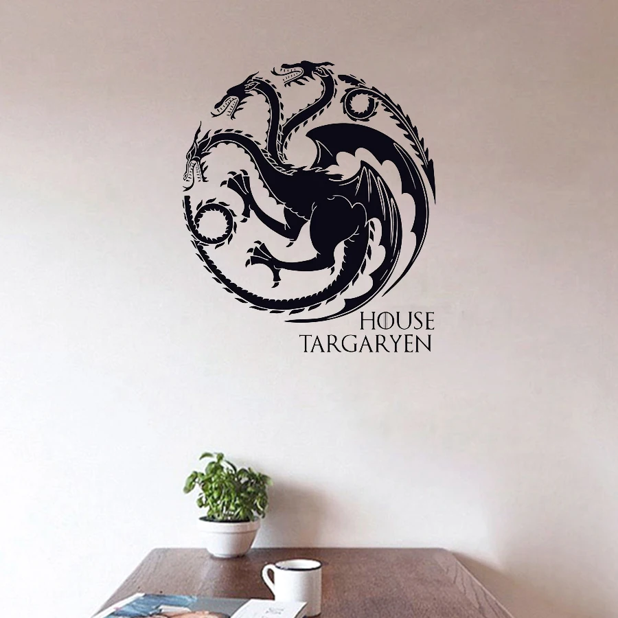 George R. R. Martin GOT House Targaryen Vinyl Wall Sticker GOT Sigils Dragons Symbol Wall Decals Bedroom Living Room Home Decor
