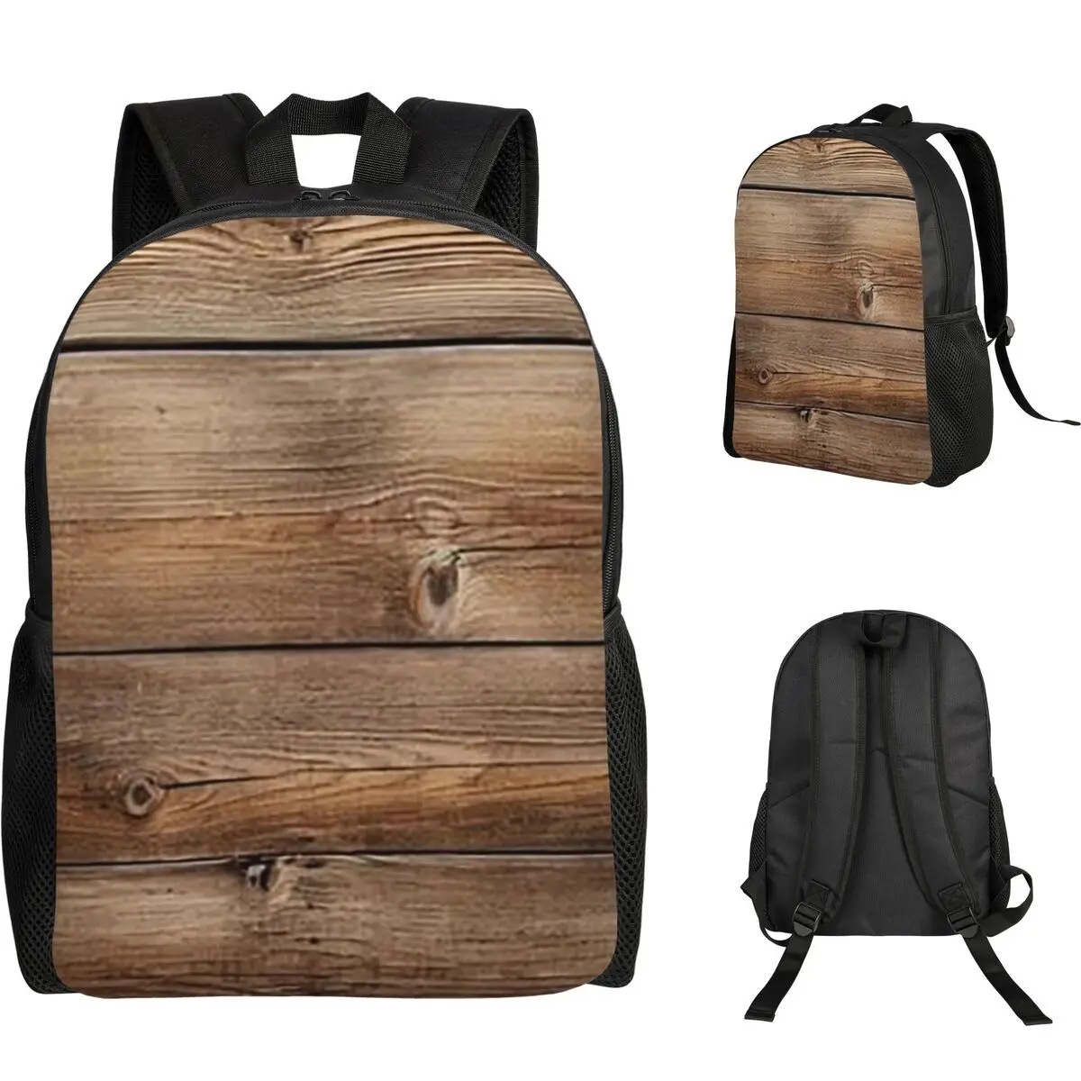 Wood Grain Retro Backpack Student Boys Girls BookBag School Bag Laptop Shoulder Bags