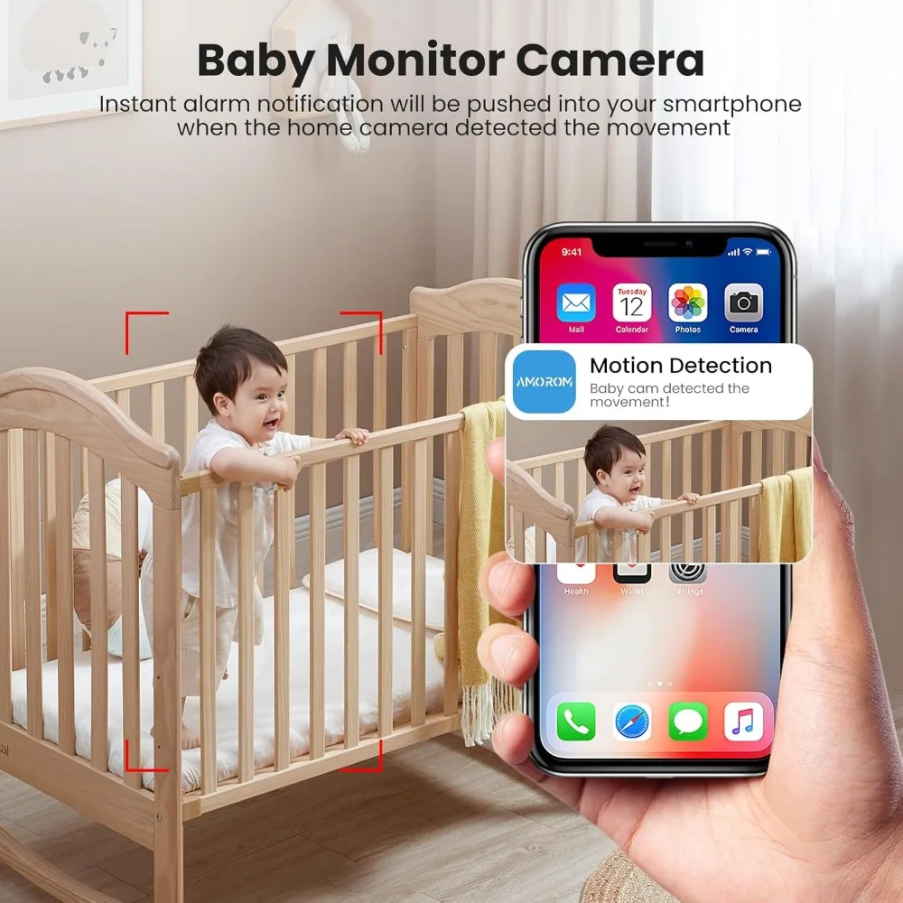 3 عبوات من كاميرا الأمان الداخلية 2.4 جيجا هرتز واي فاي، تسجيل 24/7، صوت ثنائي الاتجاه، رؤية ليلية، كشف حركة ai، تخزين سحابي/sd، com #3