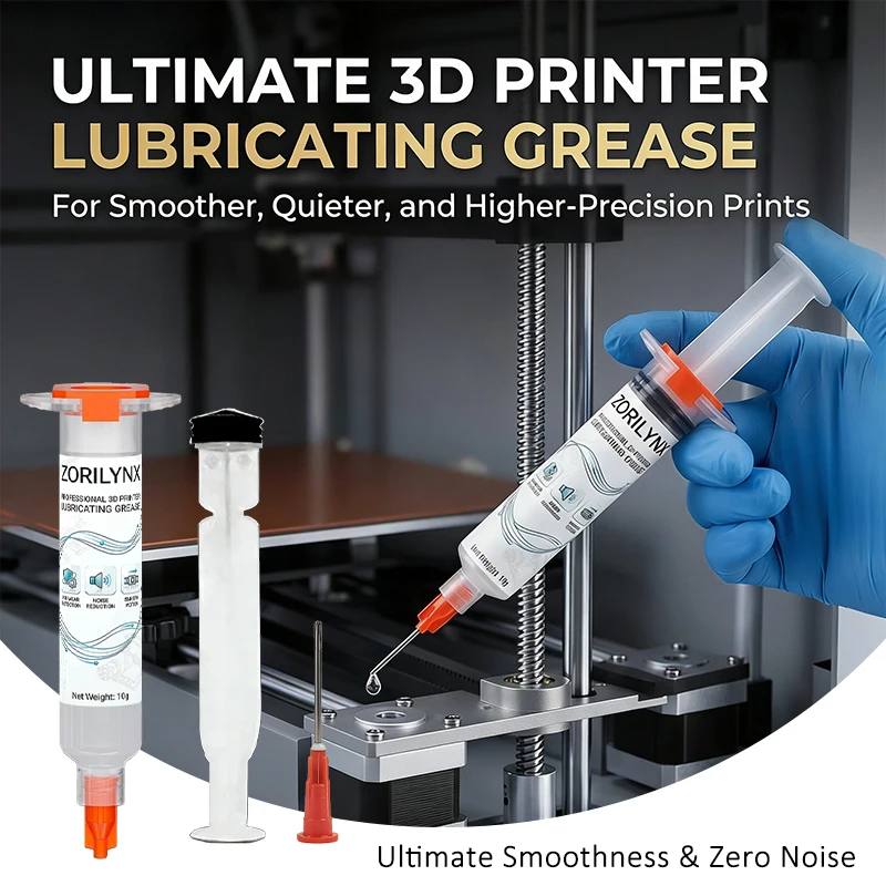 ZORILYNX Professional 3D Printer Grease for Silent Operation, 10g Syringe Maintenance Oil with Needle Tip for Linear Rail Rods