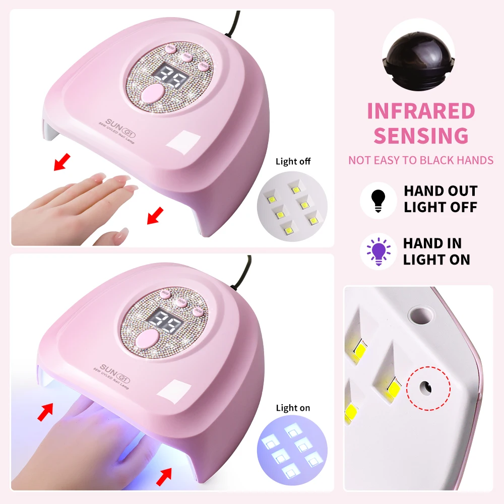 เล็บ 24 ชิ้น UV/LED Rapid Cure โคมไฟเล็บมืออาชีพ Phototherapy Light สําหรับเล็บ Salon เจลอะคริลิค Art Quick Drying เครื่องมือ