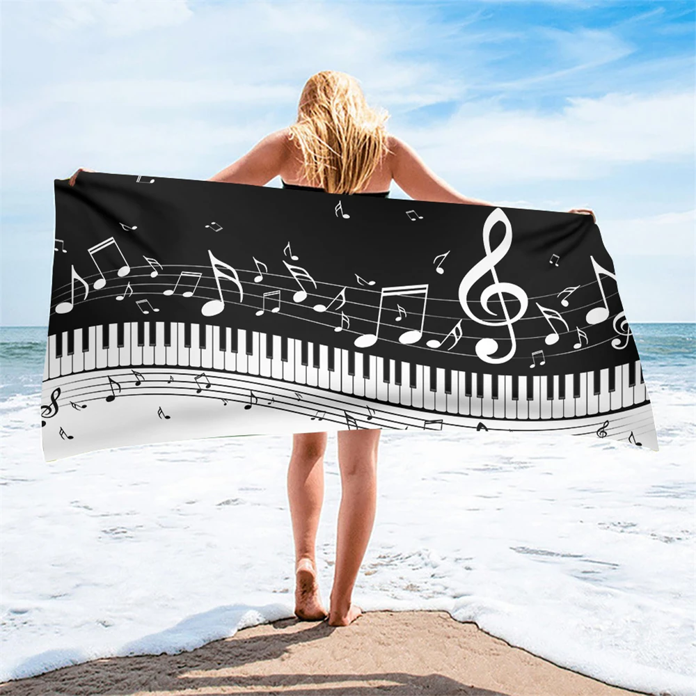 

Music Notes Piano Printing Beach Towel Women Men Kids Face Bathing Home Towels Quick Dry Super Soft Beach Swimming Travel Yoga