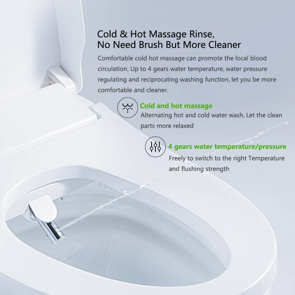 Electronic Bidet Toilet Seat Cleansing Water Heated Seat UV LED Night Slow-close Automatic Smart Toilet Seat Lid Cover 220V