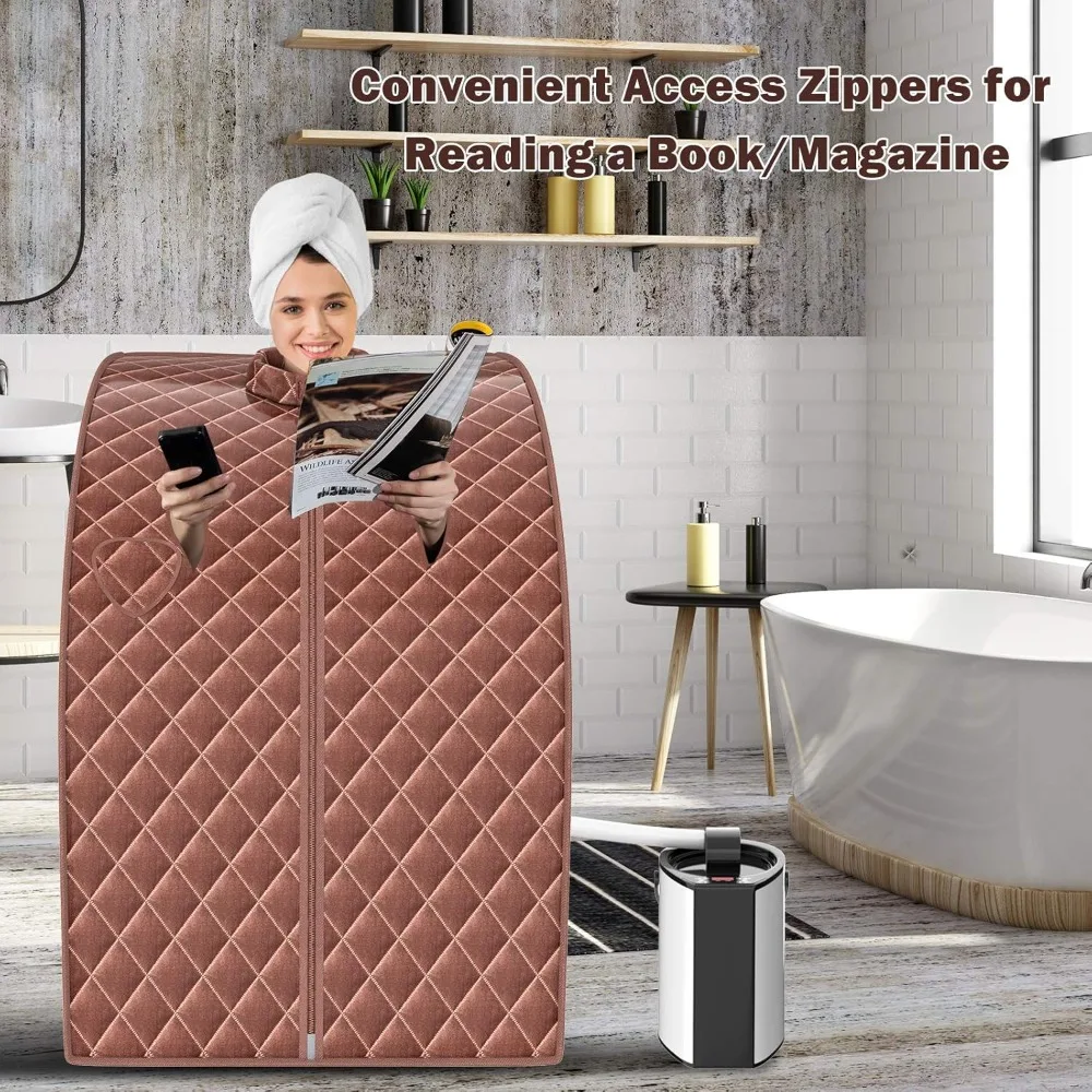 Portable Steam Sauna, 3L Personal Sauna Tent with Remote Control, 9-Level Temperature and Timer, Atomization Function