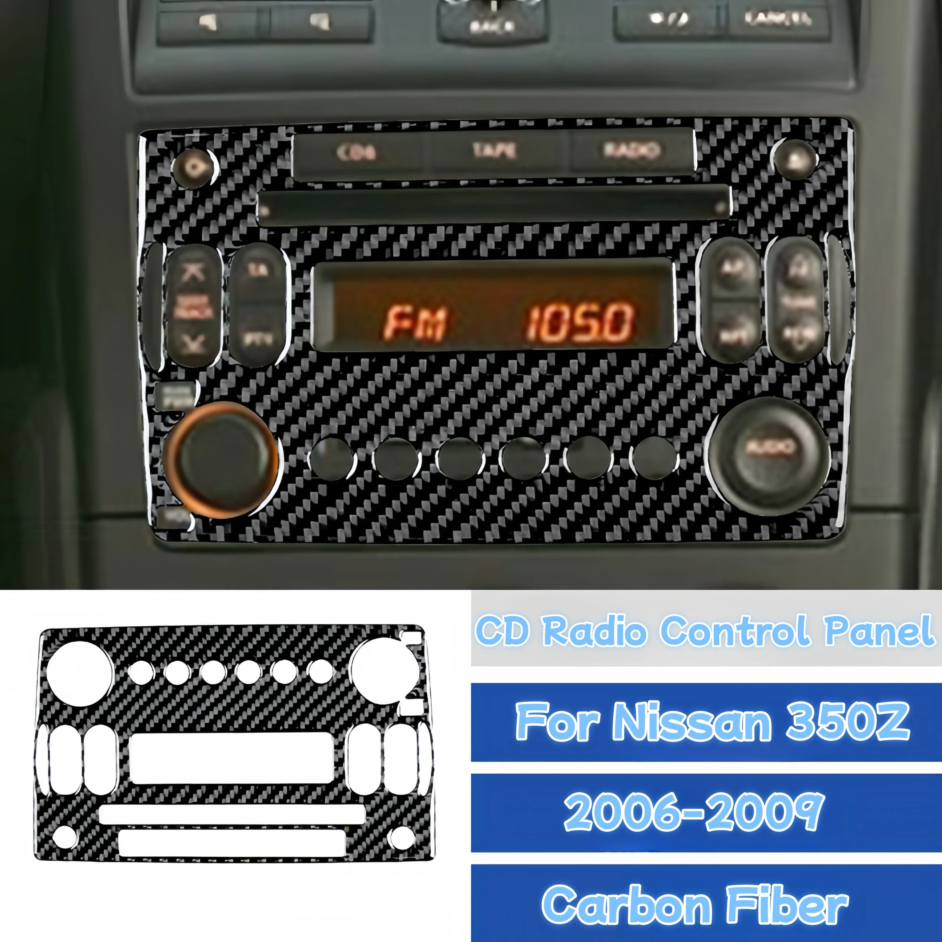 

For Nissan 350Z 2006-2009 Carbon Fiber Interior Car Central Control CD Audio Panel Decoration Cover Trim Sticker Accessories