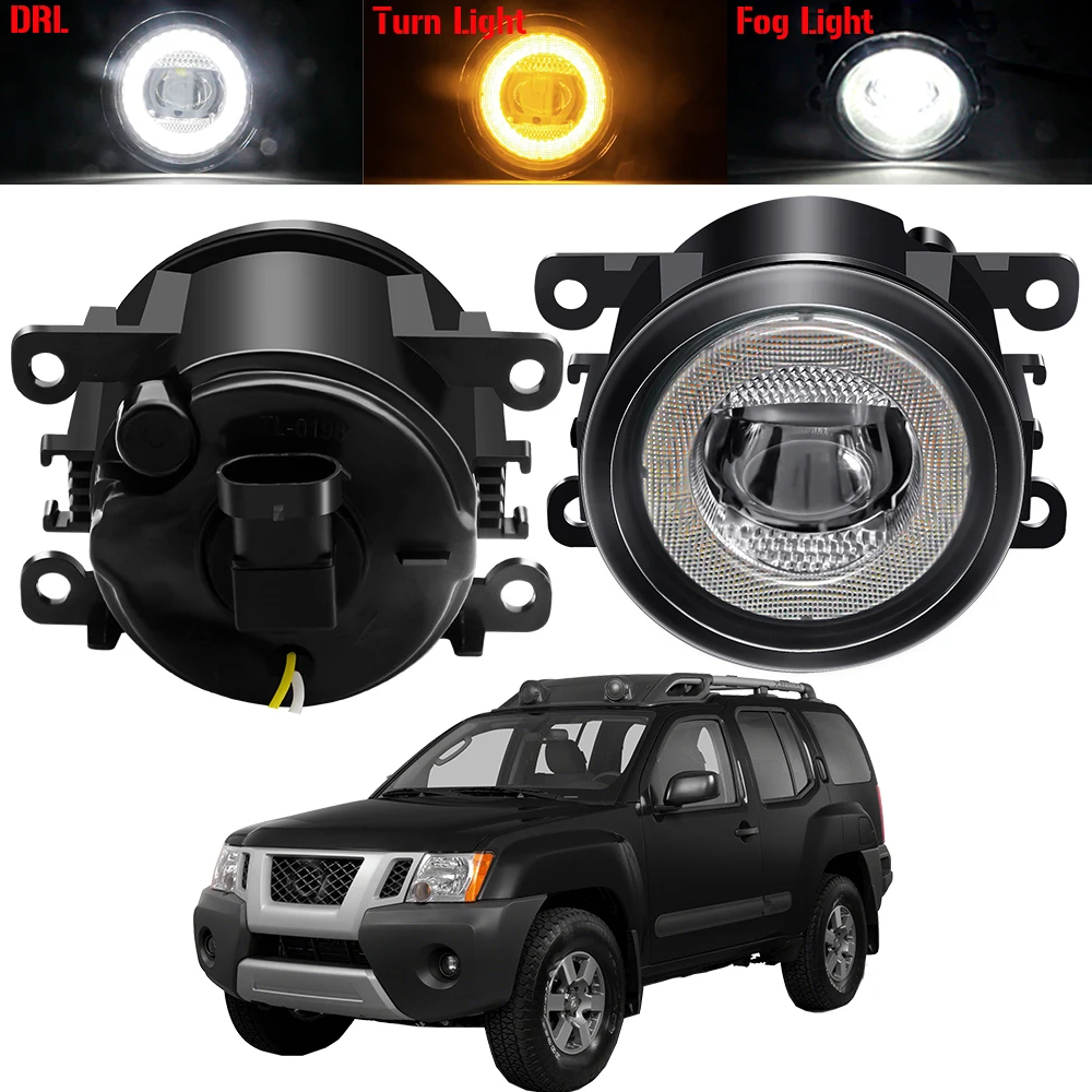 

3in1 30W Car Fog Light Assembly H11 LED Angel Eye DRL Fog Turn Signal Daytime Running Lamp 12V For Nissan Xterra N50 2005-2015