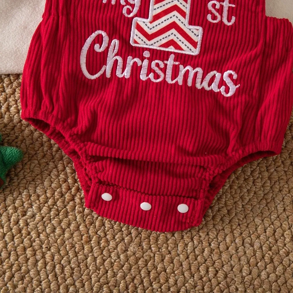 Cute Letter Embroidery Bodysuit Overalls My First Sleeveless Romper Jumpsuit Corduroy Suspender Pant for Toddler Girls Boys