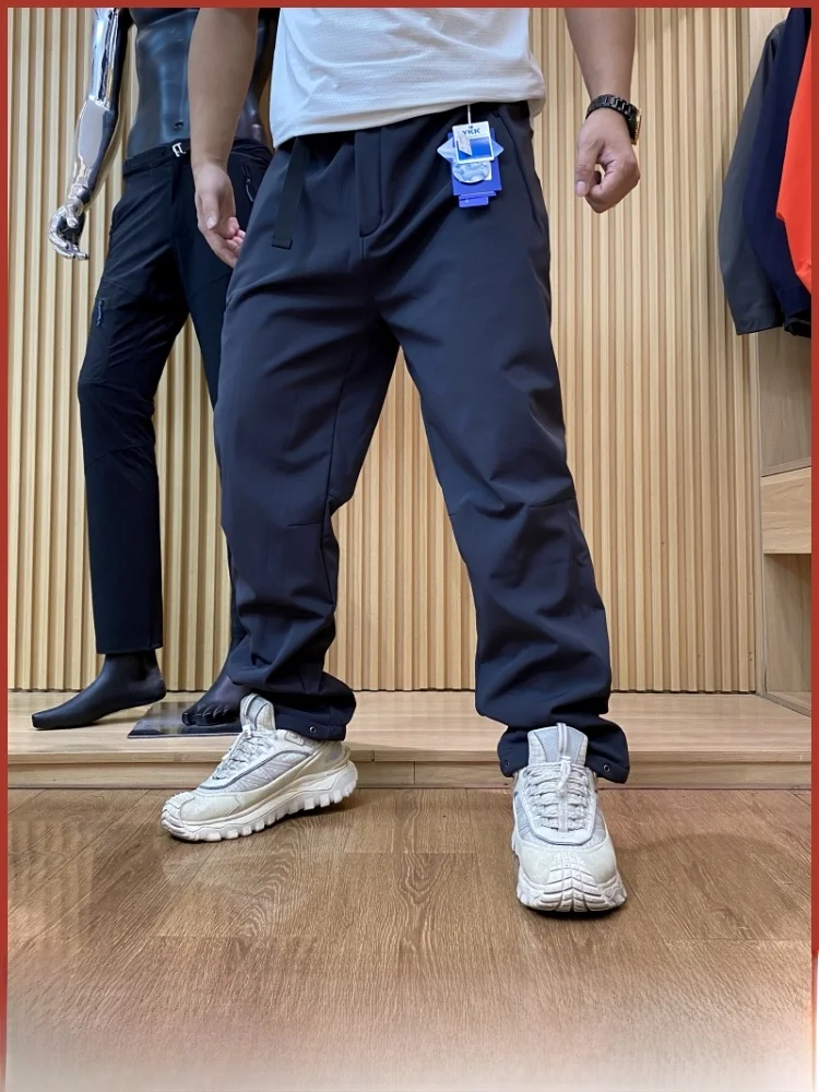 

Мужские зимние брюки-карго на подкладке, мягкие повседневные брюки-карго, уличные ветрозащитные прямые брюки, модные городские брюки