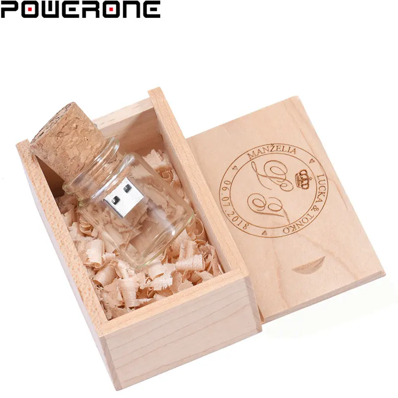 

USB флеш-накопители POWERONE с бесплатным логотипом, 1 шт., 64 ГБ, с бутылкой желаний, с коробкой, флеш-накопитель 32 ГБ, деревянный USB 2,0, карта памяти 16 Гб, U-диск 8 ГБ, 4 Гб