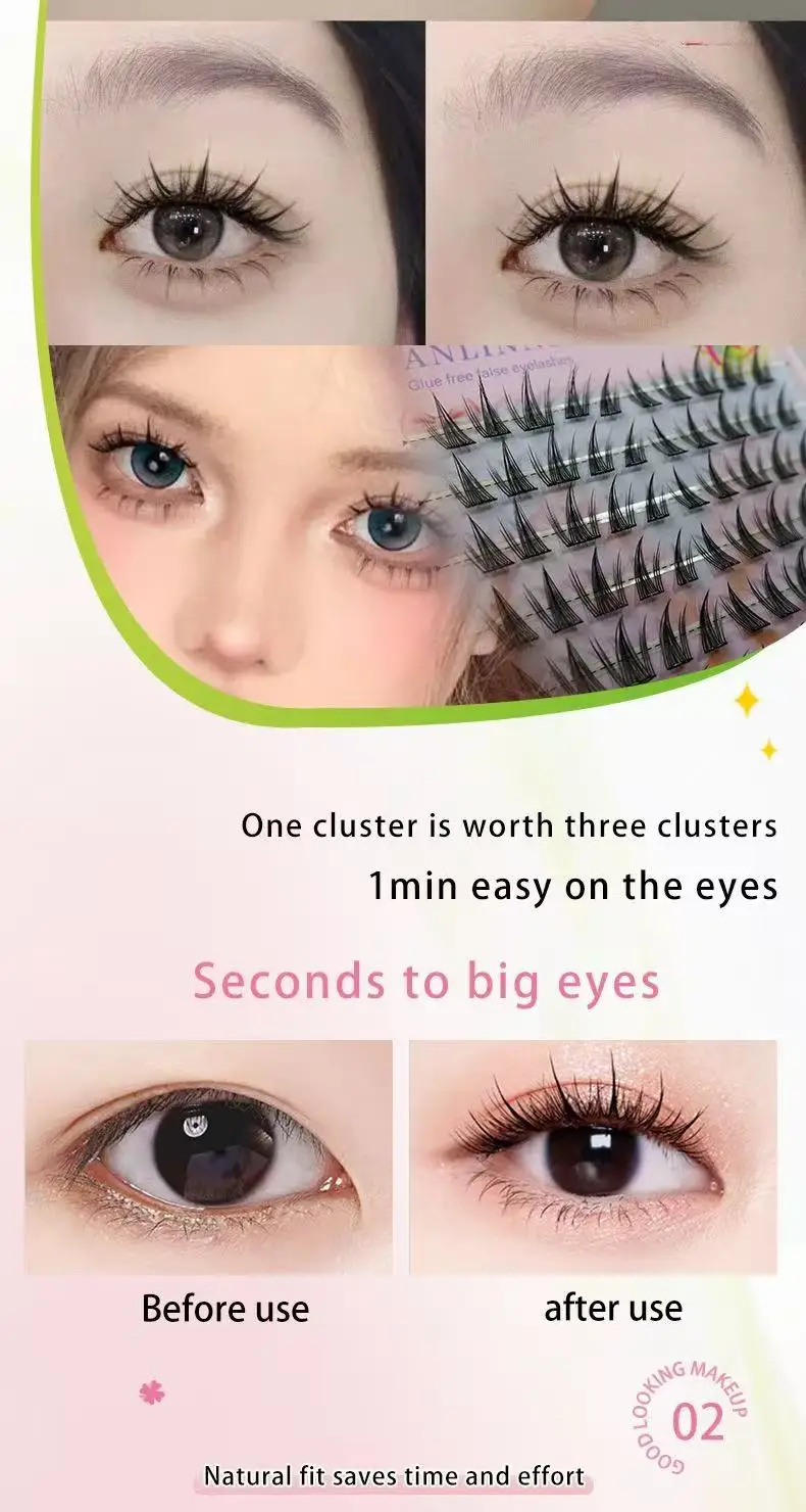 10-reihige künstliche Sonnenblumen-Wimpern, selbstklebend, fauler Stil, kein Kleber erforderlich, leicht, weich, tägliches Make-up, Wimpern im Großhandel – Detail 4