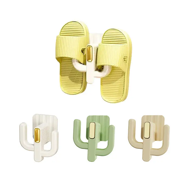 

No-Drill Cactus Slippers Rack Bathroom Luxury Cooling Sandals Drainage Storage Holder Door Back Shoes Hanging Shelf Organizer