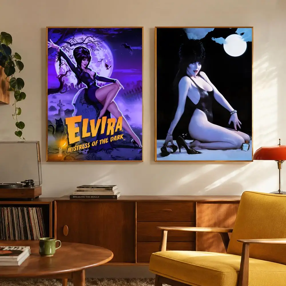Horror Character Elvira Mistress of the Dark Poster Digital Solvent Print Waterproof PP Fade-Resistant Wall Art Room Decor Gift
