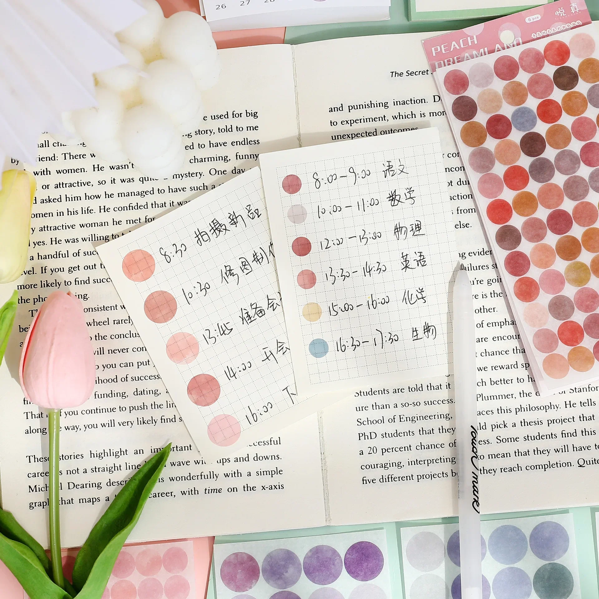 6pcs Kawaii Colorful Round Dot Washi Sticker DIY Decoraitve Diary Collage Scrapbooking Material Book Label Stickers Stationery