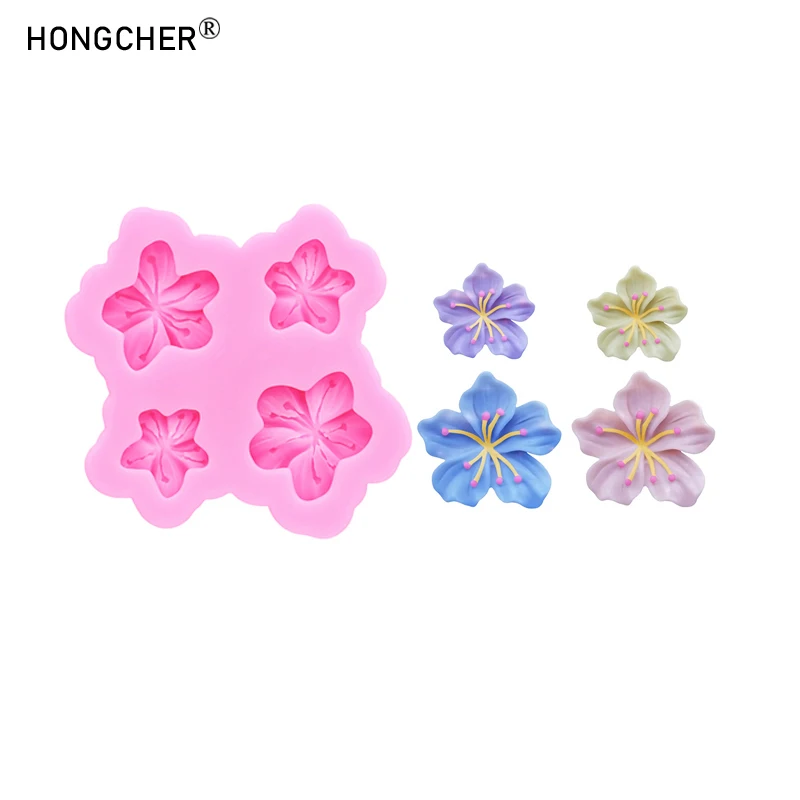 Pfirsichblüte Harz Handyhülle Stirnband Haarnadel Nagelschmuck Zubehör Tropfform Blume Schokolade Kuchen Backen Silikonform