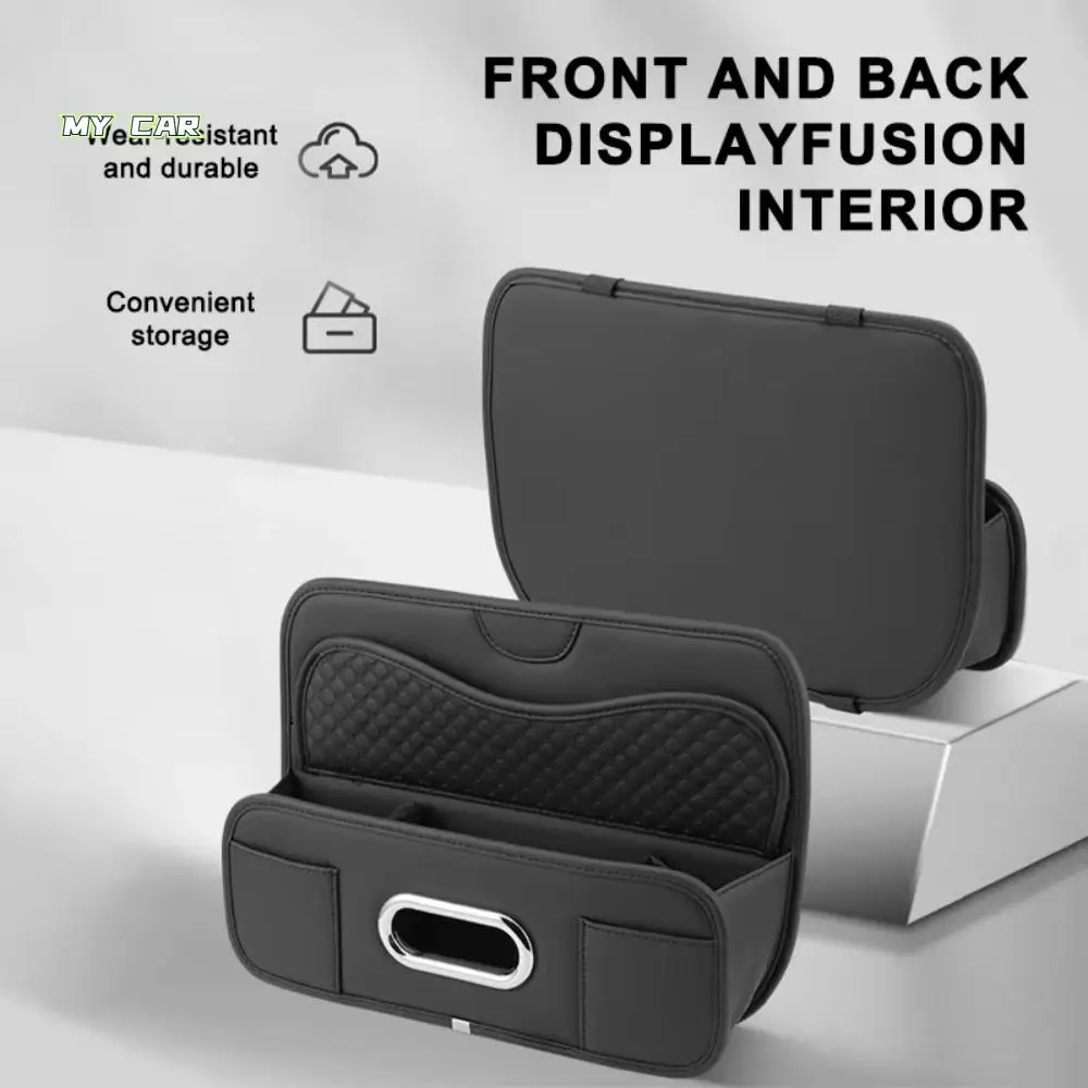 

Partition Design Car Backseat Storage Box Anti-wear Water-proof Vehicle Tissue Box Universal with Hook Car Drink Cup Holder