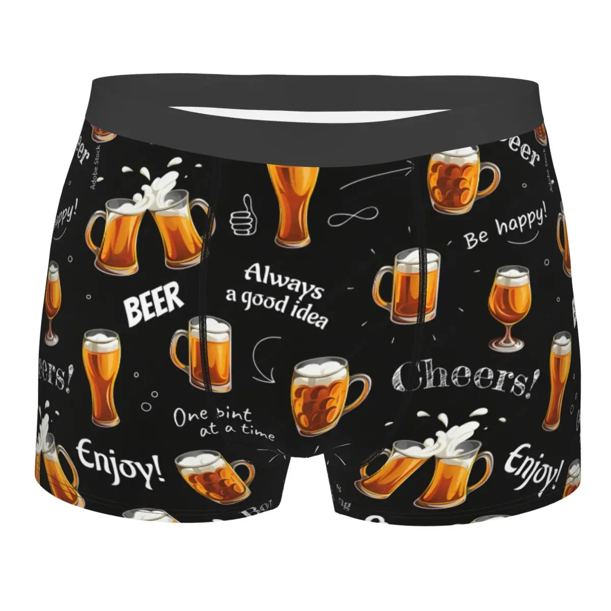 Beer Pattern Alcohol Men's Underwear Boxer Briefs Shorts Panties Humor Mid Waist Underpants for Homme