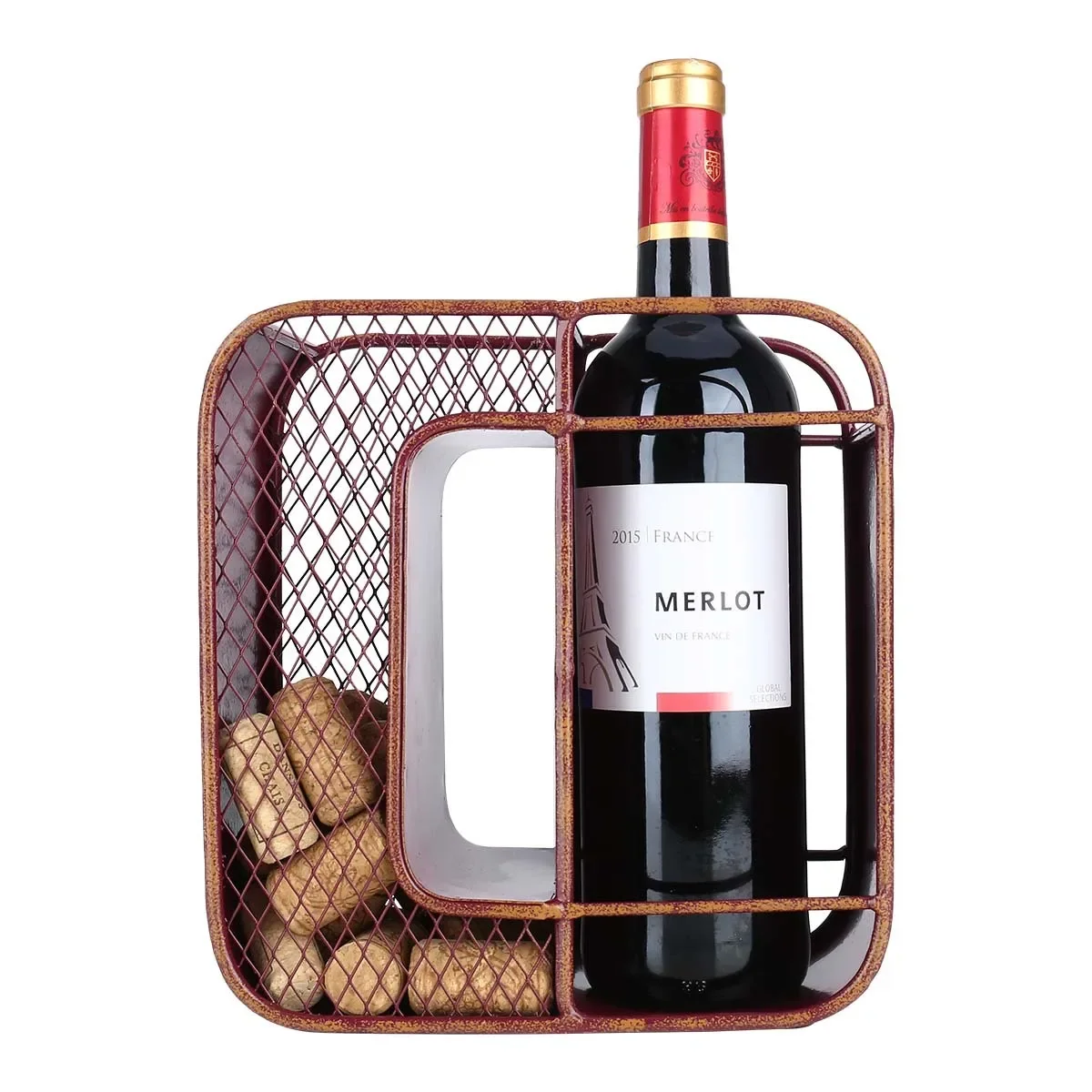 Metal Wine Rack Home Living Decoration Ornaments Cork Storage Organization Creative Retro Letters