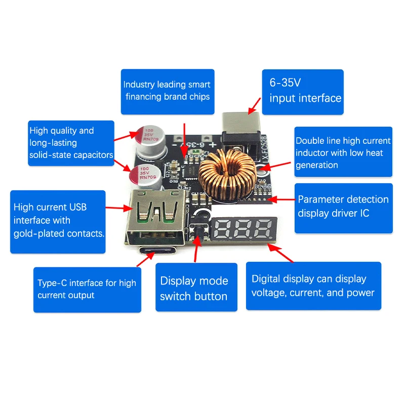 65W Full Protocol Mobile Phone Fast Charging Module PD Fast Charging Board QC4.0 3.0 For Smart Phone Flash Charging