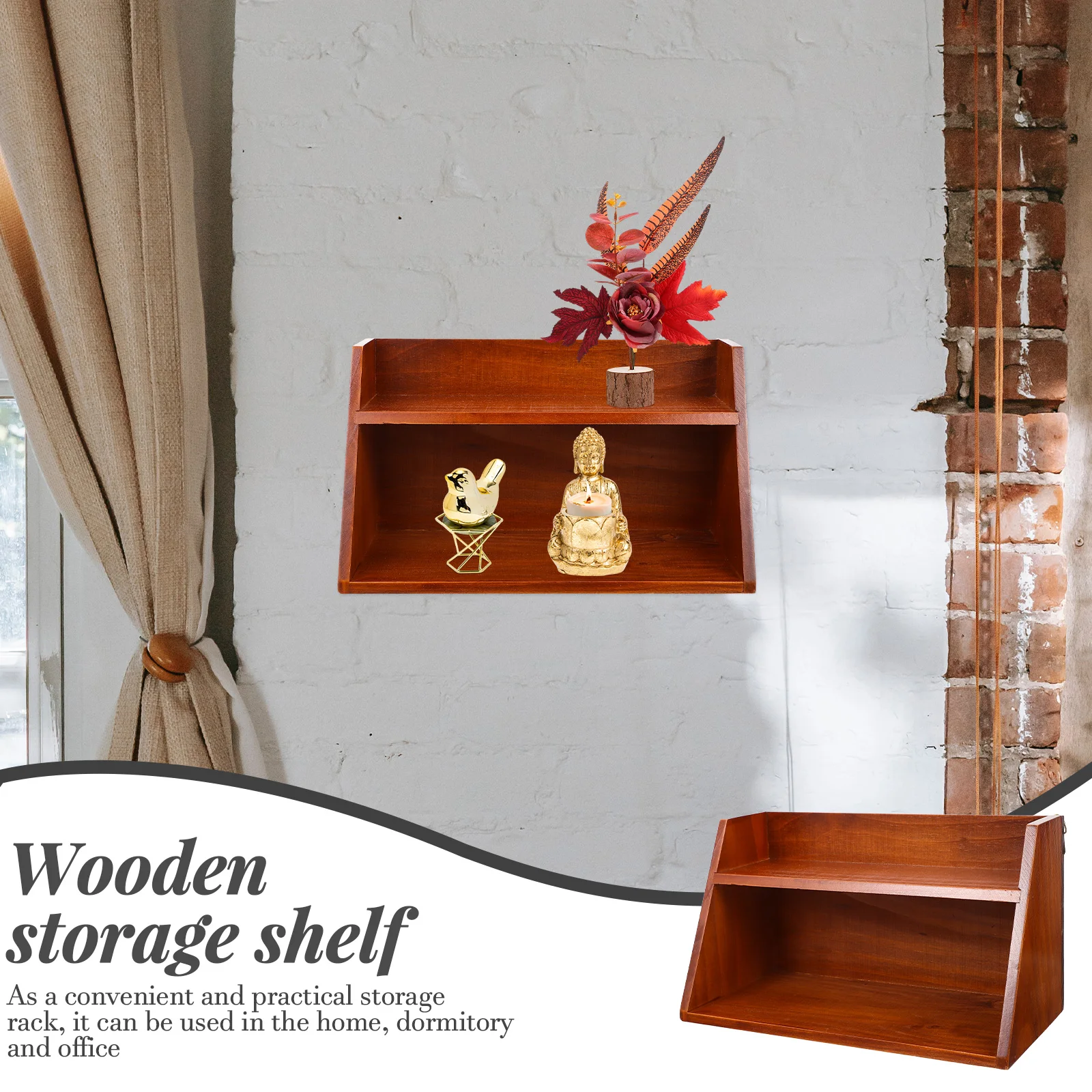

Desktop Storage Wooden Storage Shelf 3-layer Wooden Organizer Bookshelf Multi-purpose Holder Farmhouse Decor Smooth
