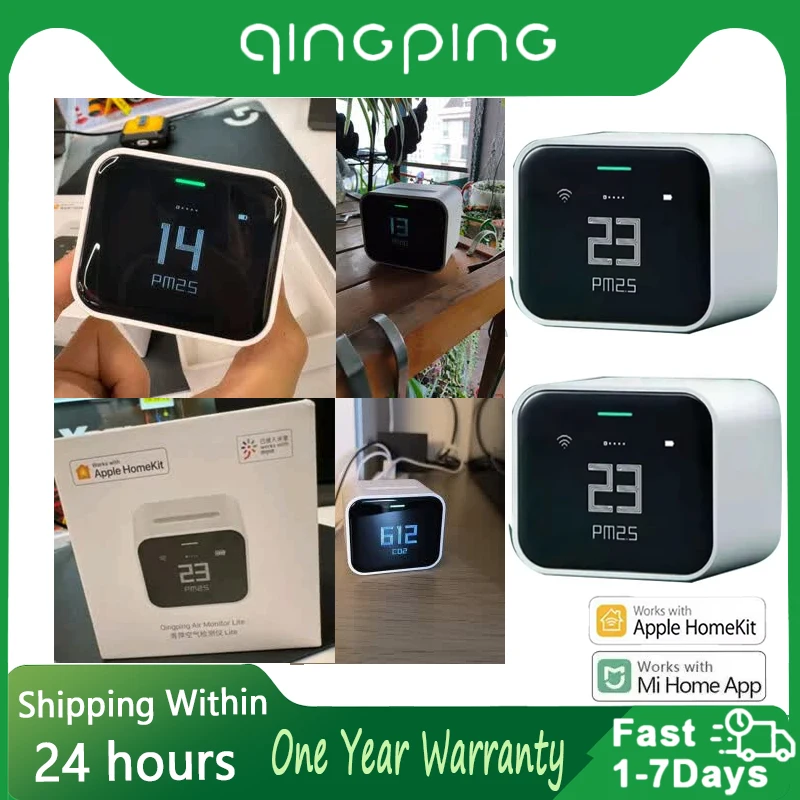 Qingping Air Detector lite IPS Screen Сенсорное управление PM2.5 Управление воздушным монитором Homekit работает для Xiaomi Mi home forApple Homekit