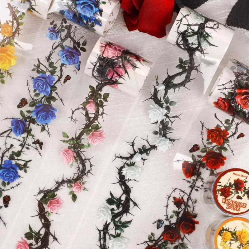 50 mm x 2 m Klebeband mit Blumenmotiv für Scrapbooking, Tagebuch, Notizbuch, Dekoration, DIY, Kunsthandwerk, Schreibwaren