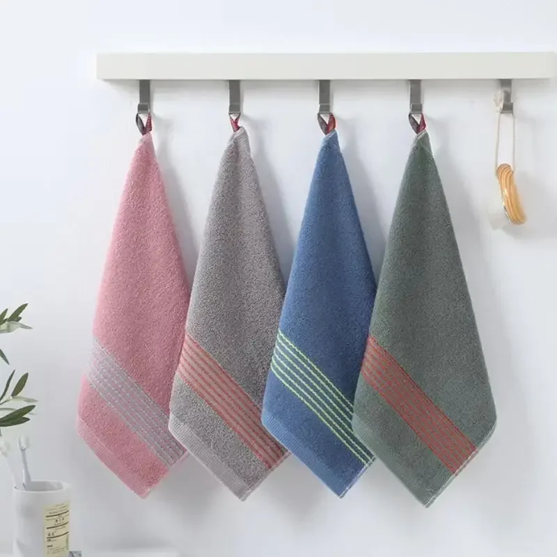 Cotton Striped Hand Towels Quick Drying Super Absorbent Washcloths Soft Multifunctional Towels 35*35cm(13.78*13.78 Inch)