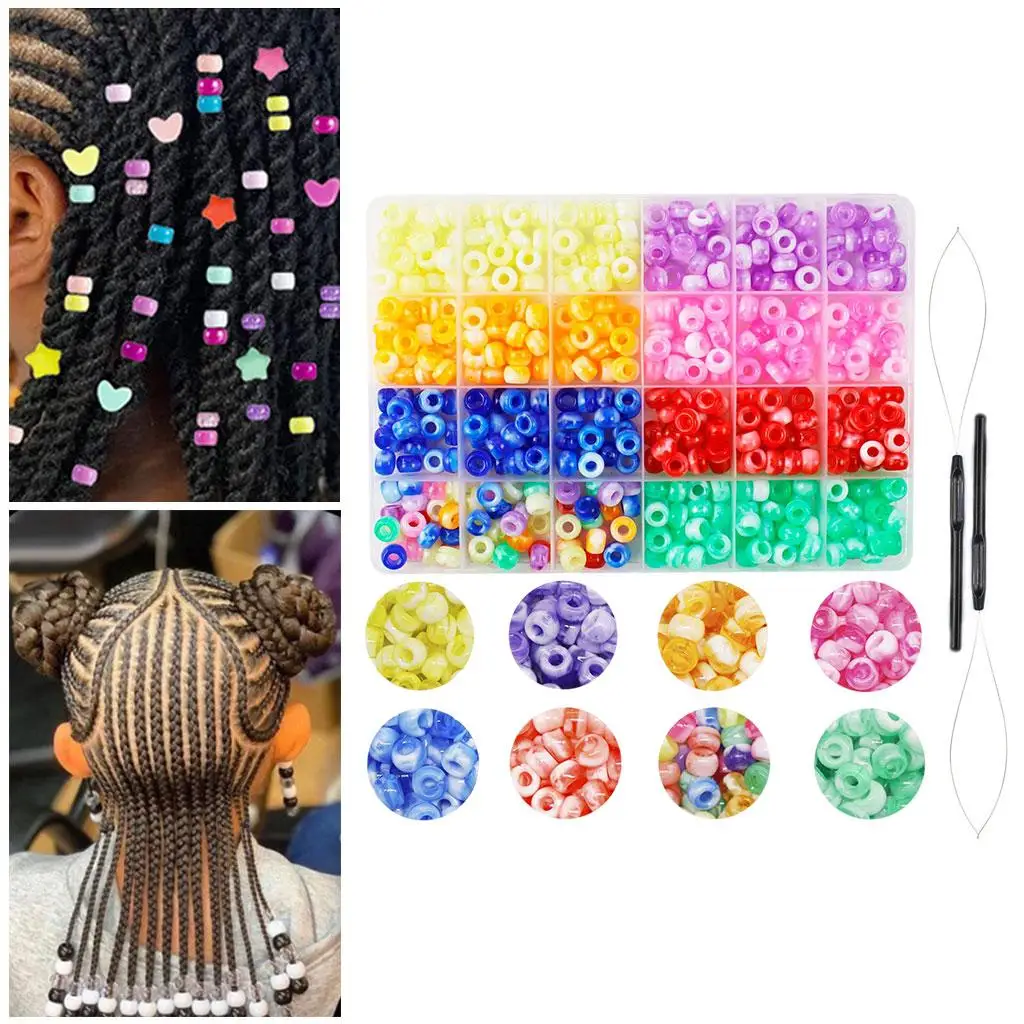 480Pcs Hair Beads Multicolor Decoration 8mm Beads for Bracelets, Hair Styling, Men Women ,Kids Adult