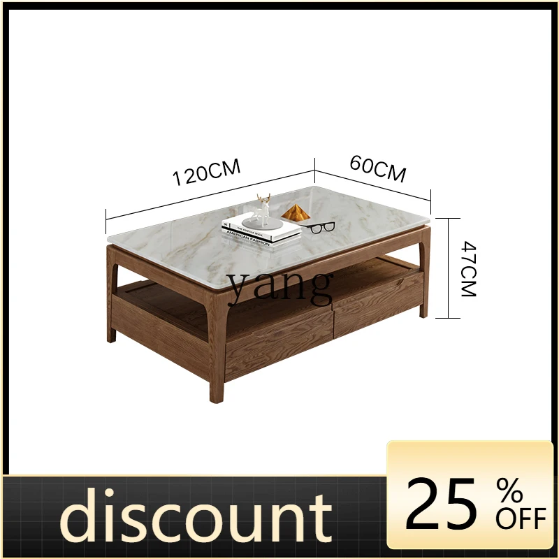 LMM marble small apartment household modern simple ash wood solid wood coffee table TV cabinet combination