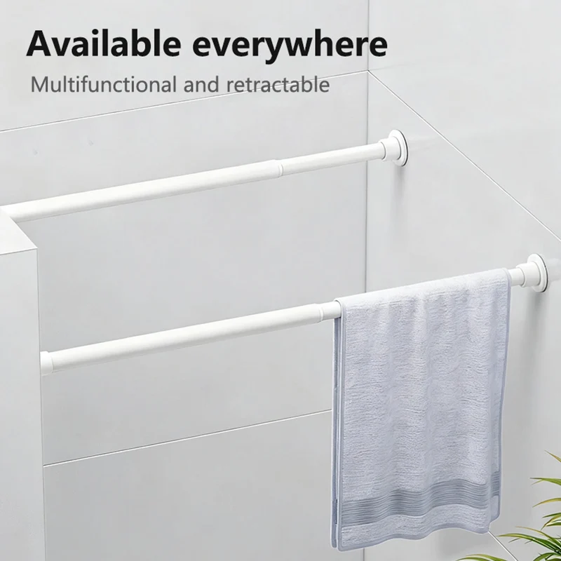Tool-Free Expandable Shower Curtain Rod, Adjustable Stainless Steel Tension Bar, Multi-Purpose Rustproof for Bathroom Closet Doo view 5