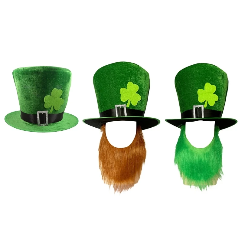 

StPatrick Day Beard Festival Dress Up Flat Top Hat Irish National Day Hat