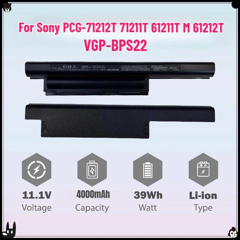 VGP-BPS22  Laptop Battery for Sony Vaio  VGP-BPS22A VGP-BPL22 VGP-BPS22/A VPC-E1Z1E VPC-EA PCG-71212T 71211T 61211T M 61212T