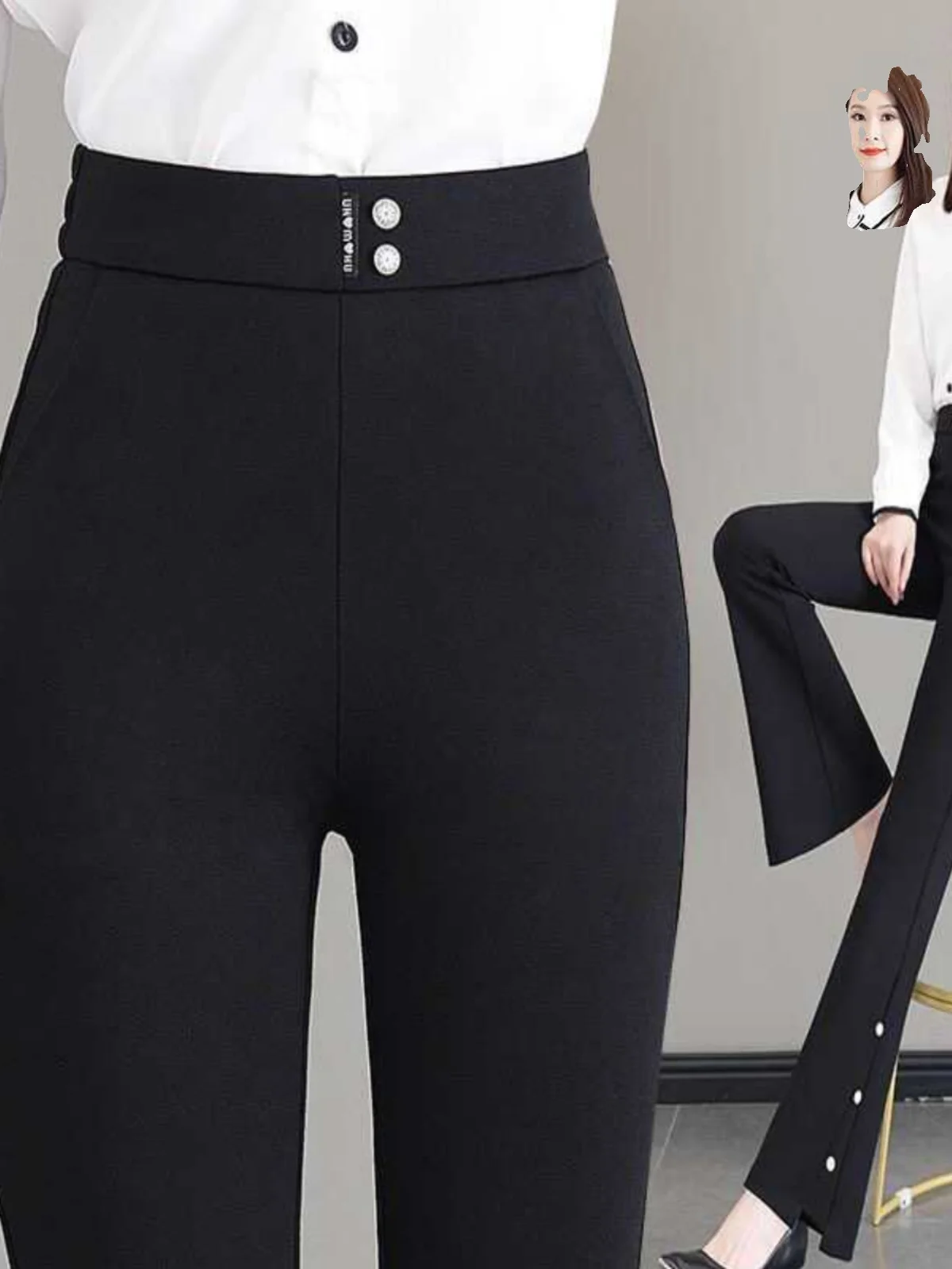 

Женские повседневные брюки с высокой талией на резинке, черные, весна-лето, укороченные, маленький размер, широкие штанины, повседневные брюки