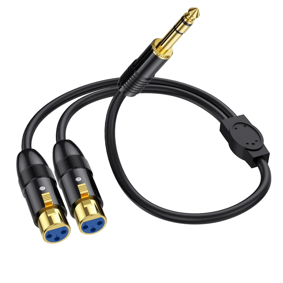 Dual Female XLR to 1/4 Inch TRS Stereo Male Plug Y-Splitter Cable 2-XLR Female to Quarter Inch Adapter Patch Cord-B