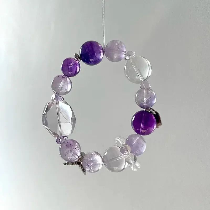 Natural Crystal Duobao Rainbow Bracelet Nine Purple Isolation Fire Uruguay Purple Water Gold White Crystal Wholesale