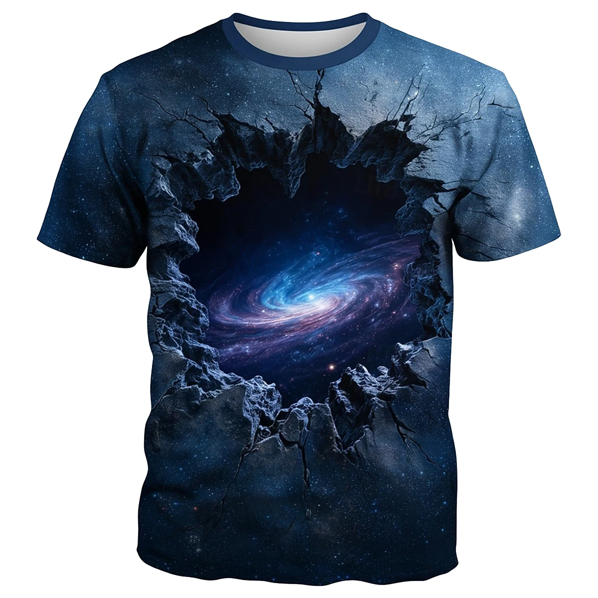 تي شيرت رجالي Space Planet Galaxy مطبوع ثلاثي الأبعاد موضة جديدة للصيف كاجوال بأكمام قصيرة وفضفاض مخصص #3