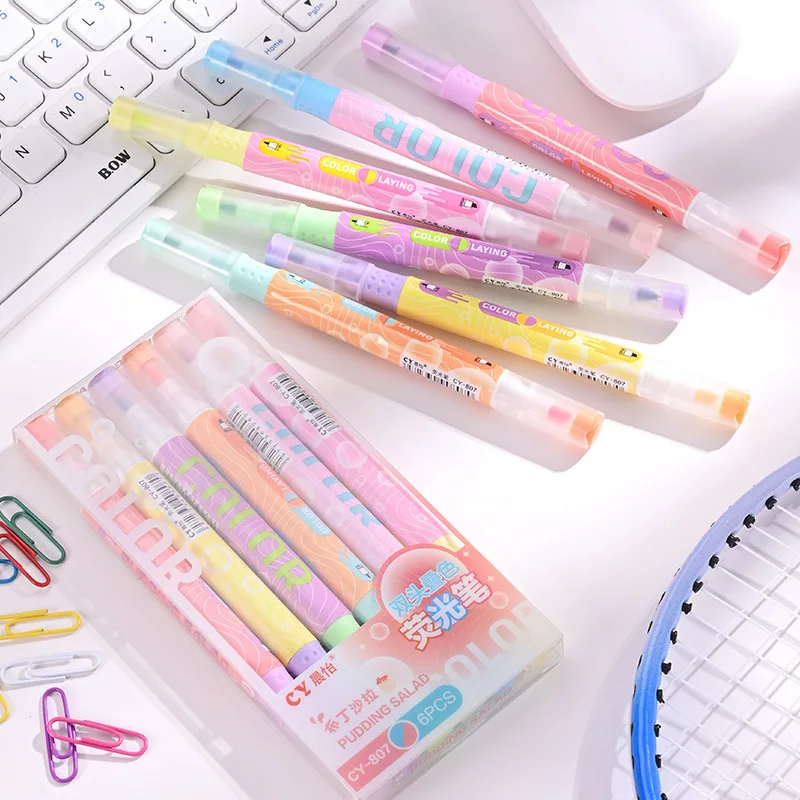 

Dual-Headed Fluorescent Markers for Students - High-Aesthetic Hand Account Pens, Colorful Highlighters with Large Capacity
