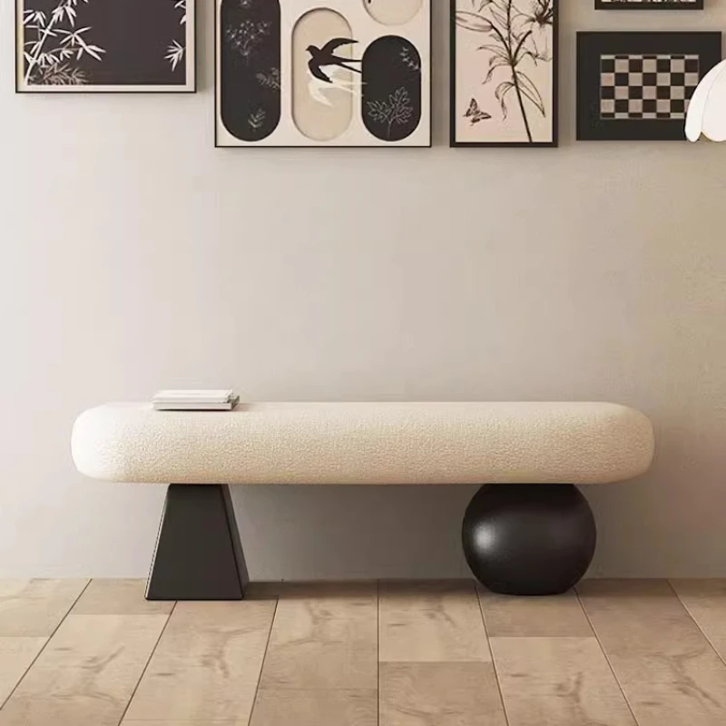 ‌Nordic  Entryway Bench‌ - Multi-Functional Living Room Stool, Designer Bedside Ottoman with Storage for Home/Entryway