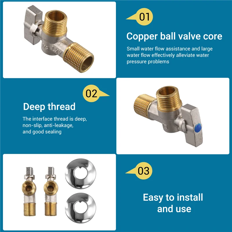 ABRN-Brass Ball Core Angle Valve Large Flow Triangle Valve Water Heater Special Control Valve 4-Point Angle Valve