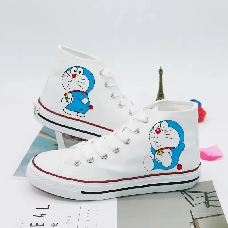 Doraemon echte Bilder schwarz weiß 2025, neue Frühling, Herbst, Winter, Mann, Segeltuchschuhe, lässig, Drop-Shipping, Damen-Skateschuhe