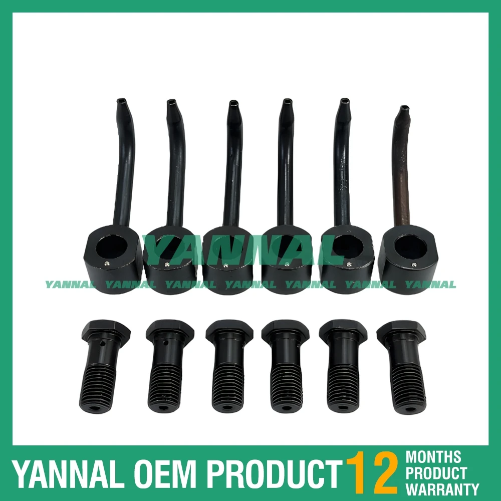 Excellent quality 6PCS Oil Nozzle + Screw For Doosan / Develon D1146 Excavator Engine Parts