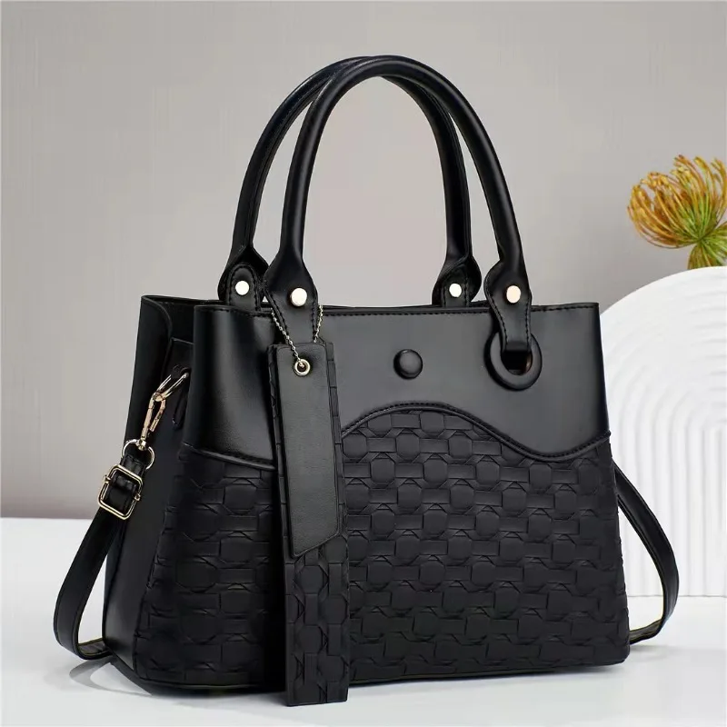 

New Fashionable Large Capacity Women's Handbag Versatile Shoulder Bag Simple Grid Pattern Stylish Crossbody Bag for