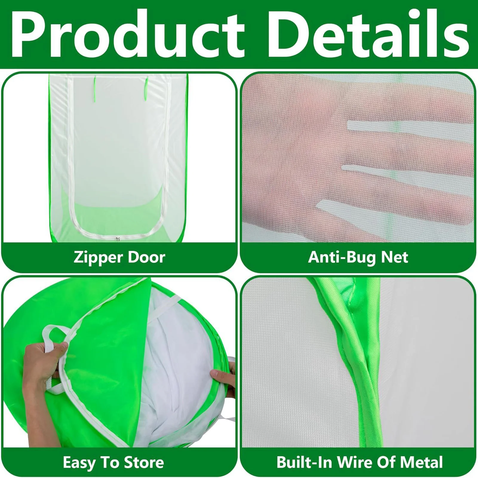 Plant Protections Net Cover High-Density Anti Insect Garden Tent for Vegetable and Fruit Protections with Metal Frame