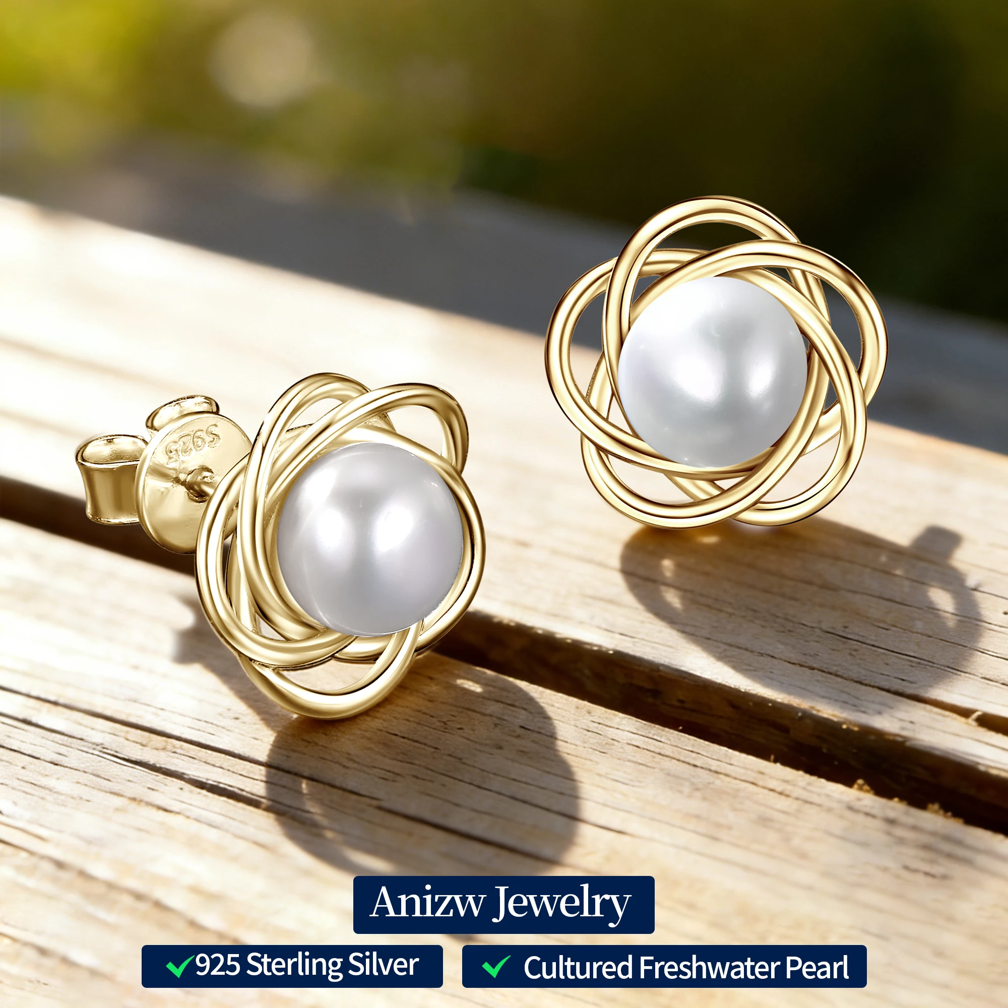 

Anziw 100% 925 Sterling Silver 6.5-7mm Natural Freshwater Pearl Flower Stud Earrings For Women Wedding Elegant Fine Jewelry Gift