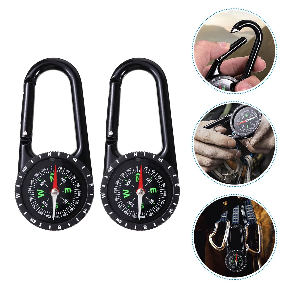 

2pcs Zinc Alloy Compass Carabiner Portable Hanging Metal Hiking Climbing Hook Outdoor Survival Gear Lightweight Direction