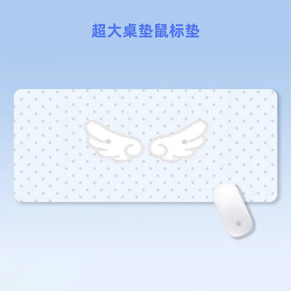 Leather Desk Pad Protector Polka Dots Angel Wings INS Korea Mouse Pad Office Desk Mat Waterproof Non-Slip PU Desk Blotter Pad