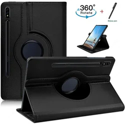 Étui pour Samsung Galaxy Tab S7 S8 S9 11 pouces SM-X700 SM-T870 360 Rotation PU En Cuir Stand Tablet Cover Auto Sleep/Wake Coque + Stylo