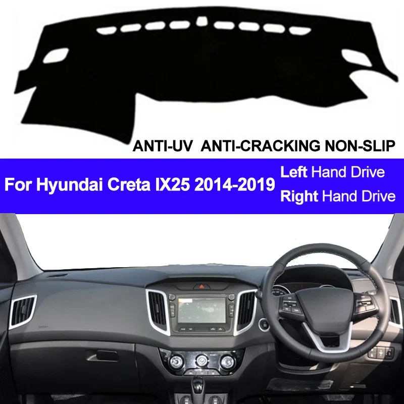 

Защитная накладка на приборную панель автомобиля для Hyundai Creta Ix25, 2014, 2015, 2016, 2017, 2018, 2019, силиконовый нескользящий коврик, автомобильный солнцезащитный козырек