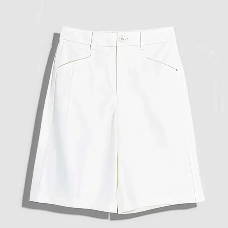 Korean Lady Fashion High Waist Wide Leg Trousers Summer Women Loose Five Points Pantalons Femme High End Thin Casual Suit Shorts