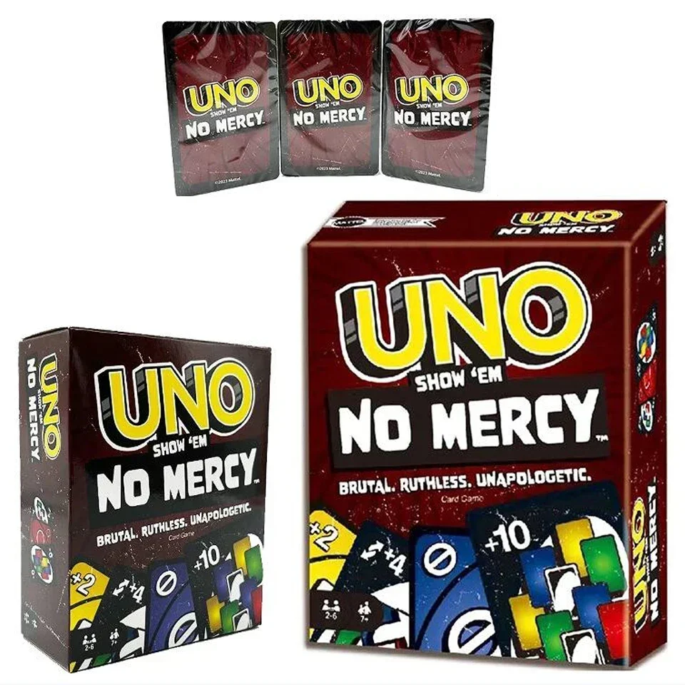 UNO 2025 NO MERCY Matching Card Game  Multiplayer Family Party Boardgame Funny Friends Entertainment Poker